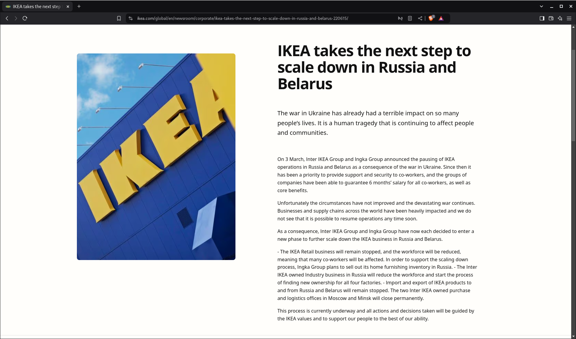 IKEA Press Release